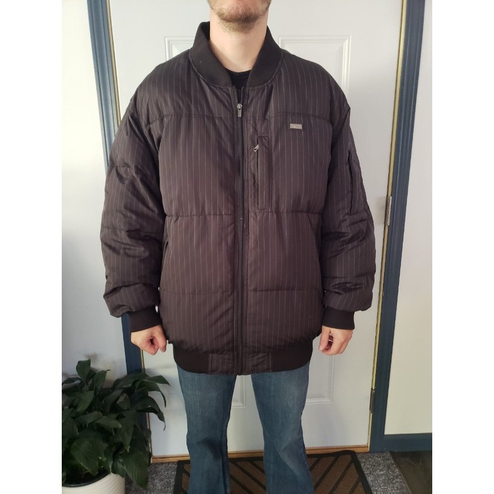 Ecko Unltd Black Pinstripe Puffer Jacket